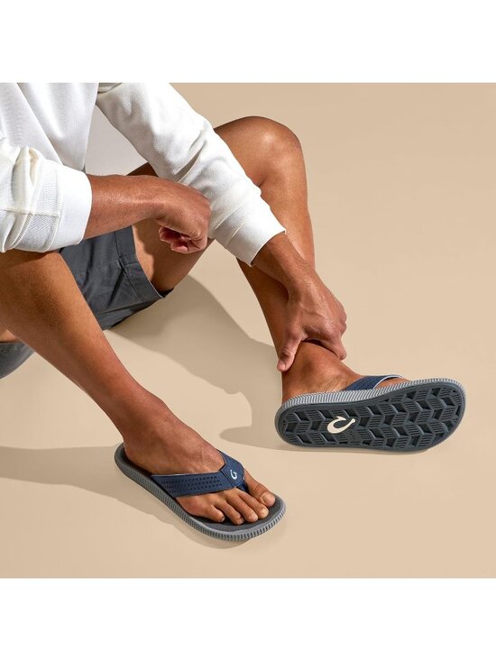 Men\'s Blue Grey Synthetic Beach Sandals Water Resistant Flip Flops Comfort Fit